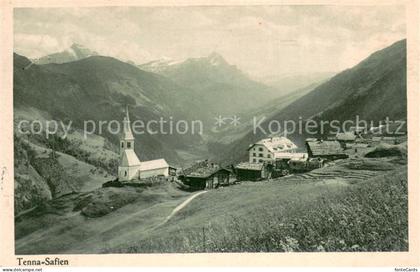 Safien Tenna GR Panorama mit Kirche