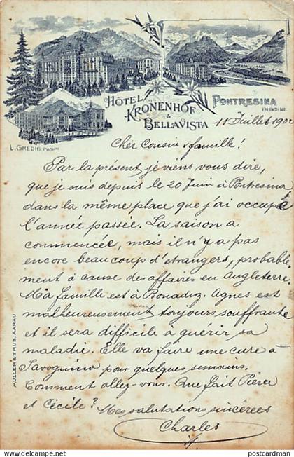 Svizzera - PONTRESINA (GR) Hotel Kronenhof & Bellavista - Ed. Muller & Trub