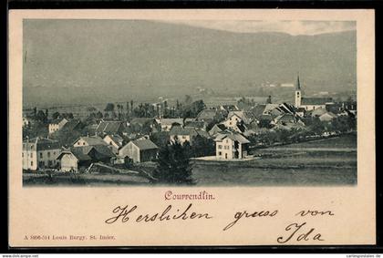 AK Courrendlin, Ortsansicht mit Kirche