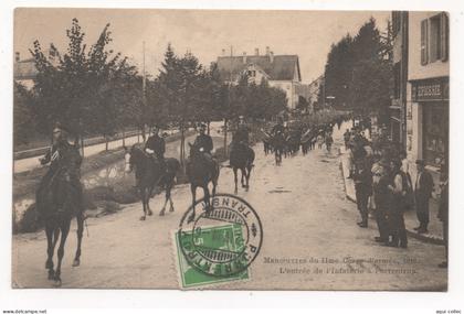 SUISSE - JU JURA - PORRENTRUY - MANOEUVRES DU IIme CORPS D'ARMÉE 1910 L'ENTRÉE DE L'INFATERIE À PORRENTRUY