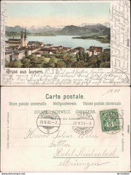 Ansichtskarte Luzern Lucerna Blick auf die Stadt 1900