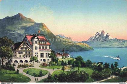 Greppen Vierwaldstaettersee LUZERN LZ Hotel Pension St. Wendelin Kuenstlerkarte
