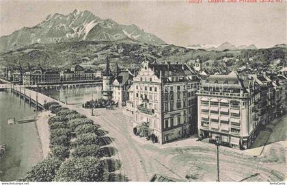 Lucerne  LUZERN LU Pilatus Stadtpanorama Vierwaldstaettersee Uhrturm Bruecke Ber