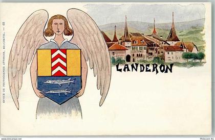 2525 Le Landeron Künstlerkarte Wappen Engel sign. - 13271573
