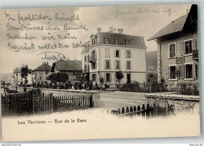 2126 Les Verrières 1905 Foto AK Rue de la Gare - 13585827