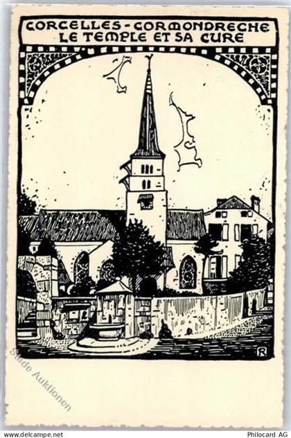 2035 Corcelles NE - 1925 le temple et sa cure - 50810822