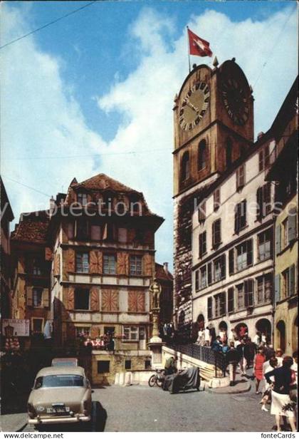 Neuchatel NE Bannaret Brunnen und Diesse Turm