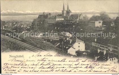 Neuchatel NE Blick zum Schloss Neuenburgersee Alpen