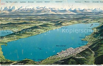 Neuchatel NE Neuenburgersee und Umgebung Alpenkette aus der Vogelperspektive