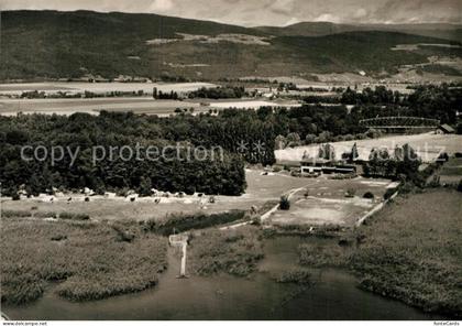 Thielle Sonnenbad Camping am Neuenburgersee Fliegeraufnahme