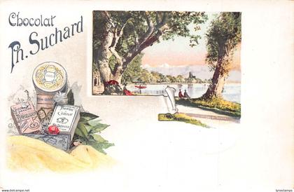 Advertising Chocolat Suchard Switzerland Lac de Thoune postcard B977