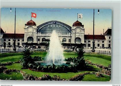 Basel Bâle Bahnhof mit Fontäne AK Bahnhof Schweiz 1912 - 10137628