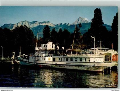 Evian-les-Bains Raddampfer Lausanne im Hafen Binnenschiff Foto AK - 38226672