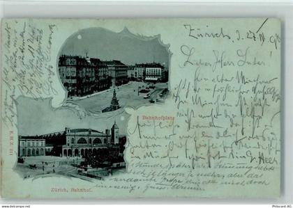 Zürich Bahnhofplatz Bahnhof 2-Bildaufnahme Bahnhof Schweiz 1899 Mondsche... - 13110118