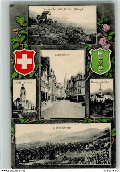 9450 Altstätten SG - 1911 Neu-Altstätten Burg Marktgasse Kath. Kirche Ev... - 13114583