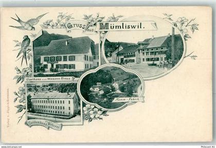 4717 Mümliswil 1905 - Gasthaus Zum Weissen Kreuz Seidenband-Weberei Kamm... - 13616423