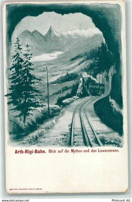 6415 Arth Künstlerkarte Arth-Rigi-Bahn Mythen Lowerzersee sign.F.B.j - 10606536