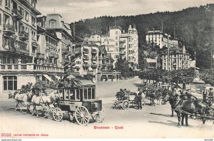 brunne , ingenbohl * 1908 * quai * diligence malle poste * attelages * suisse schweiz schwyz schwytz
