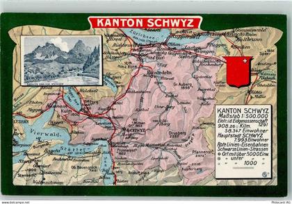 6423 Seewen SZ - Landkarte Kanton Schwyz Mythen - 13123294
