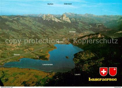 Lauerz Lauerzersee mit Mythen Fliegeraufnahme