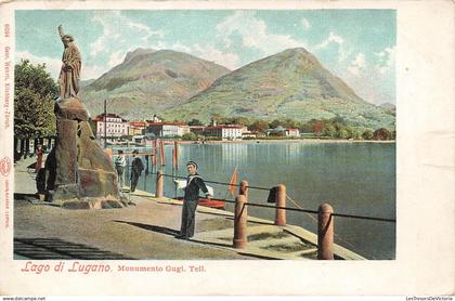 [-10%] SUISSE - Lago di Lugano - Monuemnto Gugl. Tell - Hôtel de la ville Lugano - Obl à Lugano 20IV04 - Carte postale a