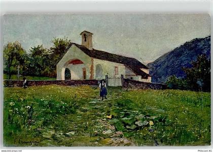 6673 Maggia Künstlerkarte sign. Franzoni Kirche - 52020578