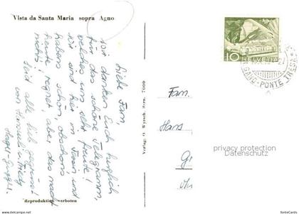 Agno Lago di Lugano TI Fliegeraufnahme Blick v. Santa Maria auf Agno - Panorama