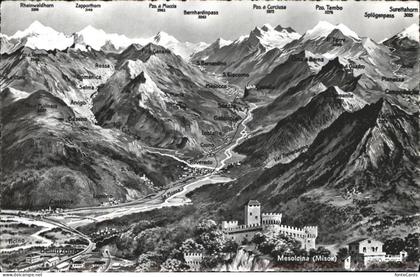 Bellinzona Mesolcina Misox Mesocco Panoramakarte