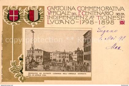 Lugano TI Gedenkkarte Unabhaengigkeit Tessin
