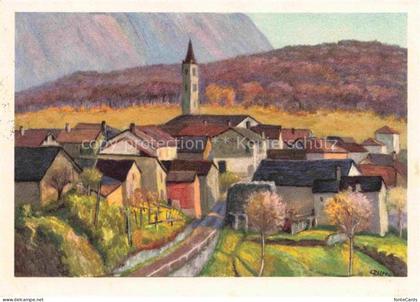 Sala-Capriasca Tesserete Lugano TI Ansicht mit Kirche Kuenstlerkarte