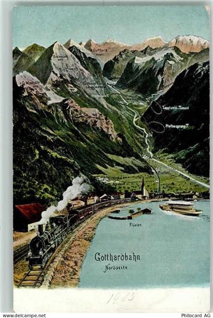 6454 Flüelen - Vogelschau Gotthardbahn - 10396182