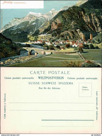 Ansichtskarte Amsteg-Silenen Stadtpartie dund Gotthardbahn 1909