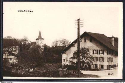 AK Cuarnens, Ortspartie mit Strasse
