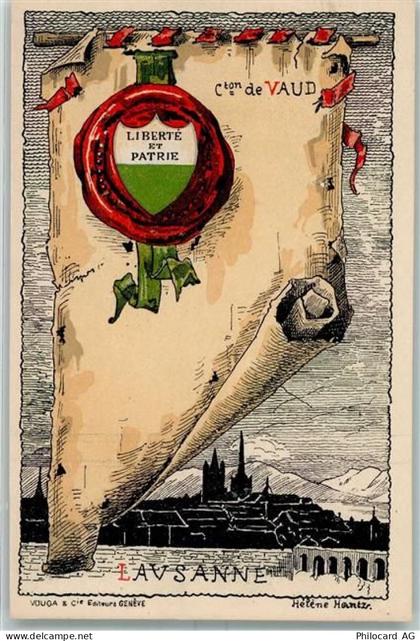 1261 Le Vaud Künstlerkarte Liberte et Patrie Siegel sign - 13160158