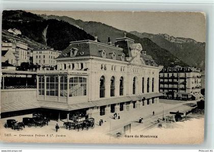 1820 Montreux - Gare de Montreux Pferdekutschen Reisende Bahnhof - 12112167