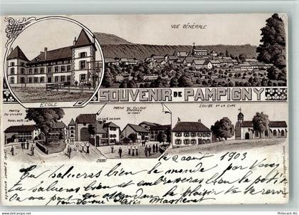 1142 Pampigny 1903 BOAKC Lithographie Ecole Partie du Villarde Hotel de ... - 13702707