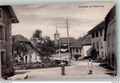 1374 Corcelles-sur-Chavornay 1922 Foto AK Dorfstrasse Kirche - 13597556