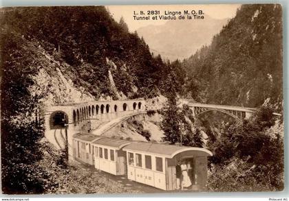 1658 Rossinière Foto AK Bergbahn Tunnel und Viaduct de la Tine - 13568111
