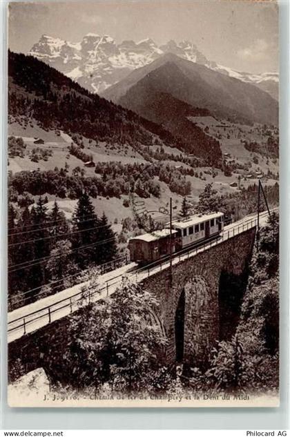 1874 Champéry Foto AK Bergbahn Chemin de fer de Champery et la Dent du M... - 10606458