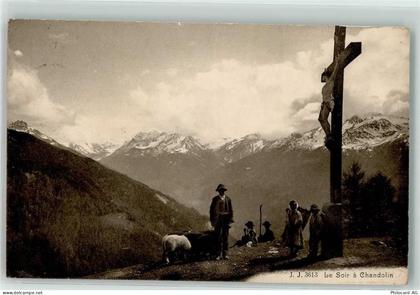 3961 Chandolin - Pilger am Abend unter dem Kreuz - 39404799