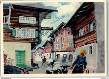 3995 Ernen 1952 Künstlerkarte Schaftrieb durchs Dorf sign. F.Krumenacher... - 10664562