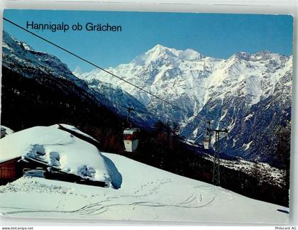 3925 Grächen 1979 Winter Seilbahn Hannigalp - 38071931