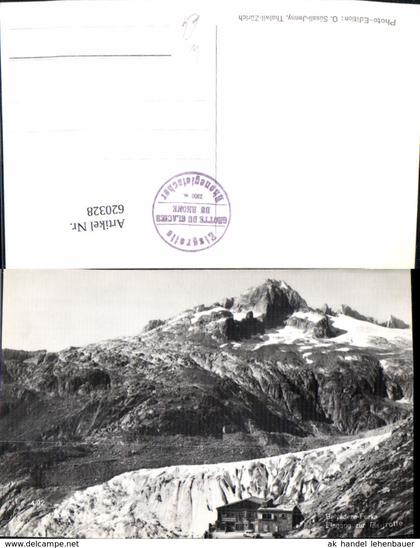 620328,Foto Ak Furka Hotel Belvedere Eingang zur Eisgrotte Obergoms