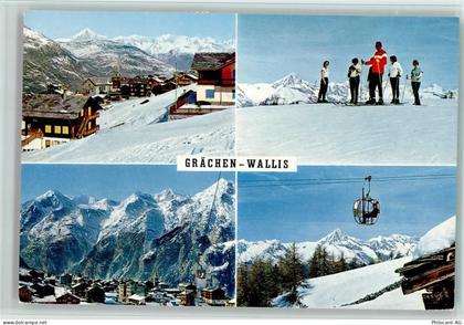 3925 Grächen - Gondel und Skifahrer - 40129220