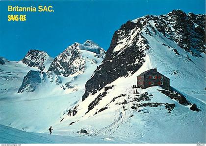 Carte Postale - Suisse - VS Valais - Britanniahutte SAC. 3027 m - Adierpass, Rimpfischhorn, Allalinhorn - Hiver - Neige