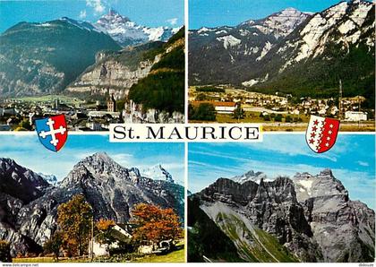 Carte Postale - Suisse - VS Valais - Saint Maurice - Multivues - Blasons - CPM - Carte Neuve - Voir Scans Recto-Verso -