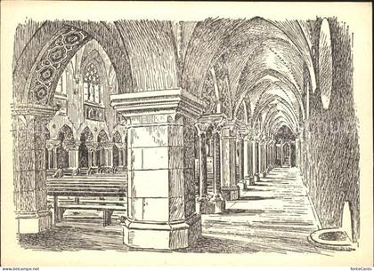 Chippis Kirche innen Kuenstlerkarte vor Katastrophe 1946