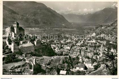Sion  Sitten Seduno VS Panorama Basilique Valere et Vallee du Rhône Alpes