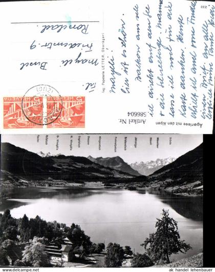 586604,Foto Ak Ägerisee m. d. Alpen Morgarten Oberägeri Gipfelkarte Switzerland