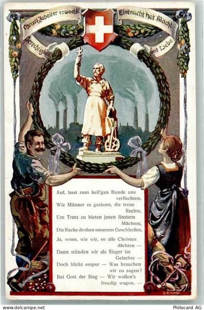 8953 Dietikon 1914 Lithographie Fahnenweihe des Kathol. Arbeiterverein S... - 13290999